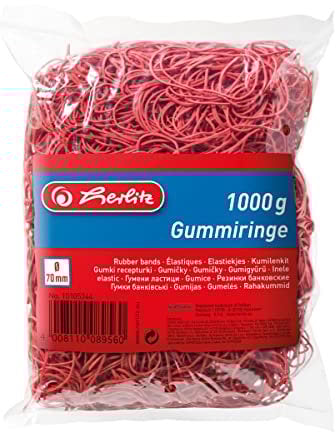 Herlitz 10105344 rote Gummiringe (Büro) 70mm, 1kg in Schachtel