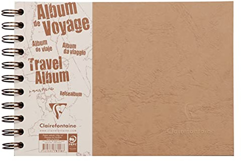 Clairefontaine 78116C - Reisealbum Age Bag DIN A5, 14,8 x 21 cm quer, liniert, 40 Blatt, 1 Stück, braun
