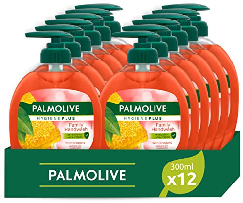 Palmolive Sapone Liquido Mani Hygiene Plus Family con Antibatterico Naturale e Ingredienti Idratanti, agli Estratti di Propoli, 12 x 300 ml