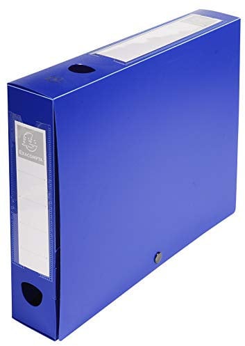 Exacompta - Réf. 59632E - 10 boîtes d'archives à pression en PP opaque - Dos 60 mm - Porte étiquettes sur les 2 faces - Pour format A4 - Dimensions 25 x 33 cm - Couleur bleu - livrée à plat