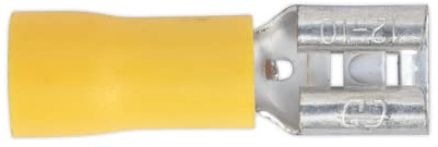 Sealey YT13 Push-On Terminal 6.3mm Female Yellow Pack of 100