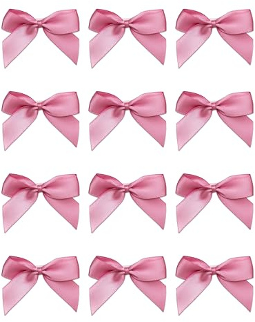 Fiocco in raso, da 5 cm, autoadesivo, confezione da 12, rosa pallido