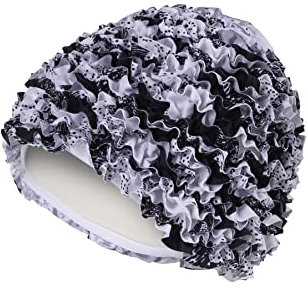 Fashy - Gorro de natación para mujer, tamaño único, color blanco / negro