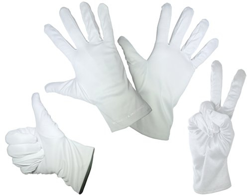 1 Paar feine Mikrofaser Handschuhe - Weiss - In den Größen: S M L XL - Zum Reinigen / Putzen, Verkleiden für Karneval - Handschuh für ein Pantomime Kostüm gut geeignet (Extra Large)