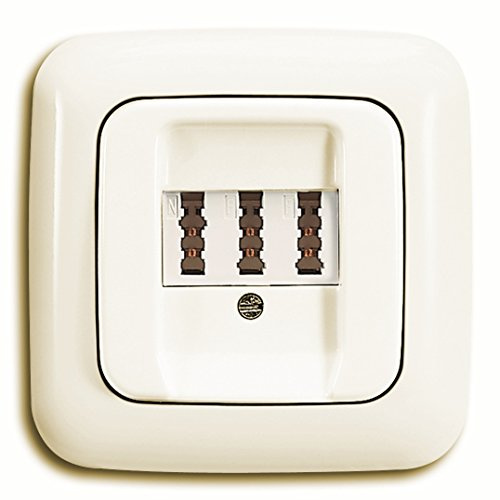 Komplett-Set Busch-Jaeger Duro 2000 Abdeckrahmen, 1-fach - Cremeweiß, glänzend mit Abdeckung, für TAE / USB / UAE + Einsatz, 3-f -BUSCH-JAEGER- -cremeweiß/elektroweiß/weiß- -Duro 2000-