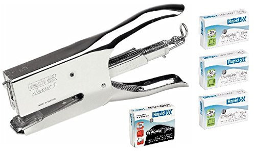 Rapid 10510602 Heftzange K1 26/6-8 50Blatt chrom mit Grundausstattung 4000 Rapid Heftklammern (26/6 und 26/8) (Heftzange mit Klammern basic)