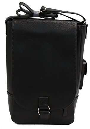 Primeware Vino2 Two Bottles Saddle Leather Wine Tote Messenger Carrier (Black)