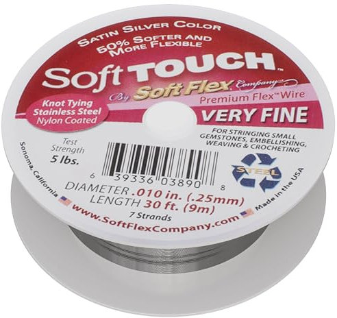 Soft Flex Kink Resistant Beading Wire - Very Fine 0.10 Diameter - Jewelry Making Bead Wire - 30 Ft
