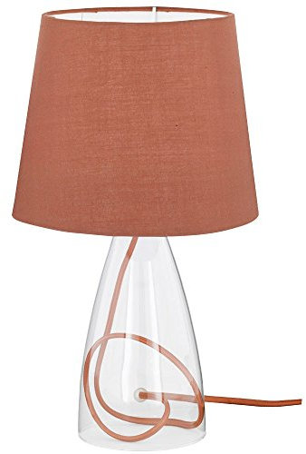 Wofi Tischleuchte Cara 1-flammig, Stoffschirm-braun, Ø ca. 20 cm, Höhe ca. 36 cm 800801510000