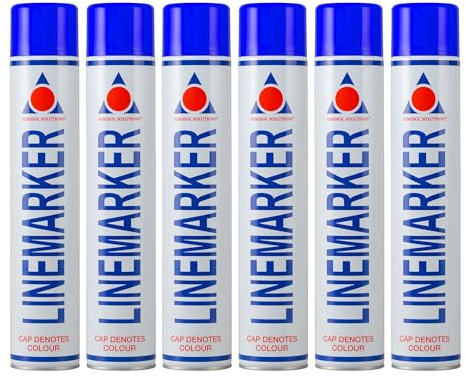 Aerosol Solutions Line Marker, Grass and Road Spray Paint, Blue, 750 ml (Pack of 6)