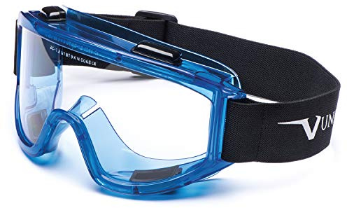 Maschera di protezione blu modello 601 con lente in acetato clear e rivestimento antiappannamento