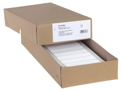 Herma 8160 - Etiquetas para ordenador en papel, continuo, 88.9 x 23.0 mm, 1 banda, papel mate, 2000 unidades, color blanco