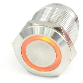 Phobya Vandalismus/Klingeltaster 16mm Edelstahl, orange Ring beleuchtet 5pin