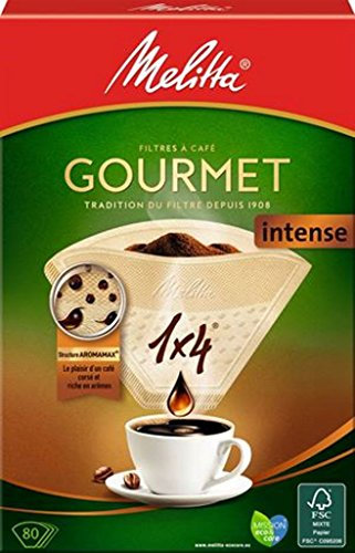 Melitta, 80 filtri per caffè, dimensioni 1 x 4, per caffettiera a filtro, gourmet intenso, marrone