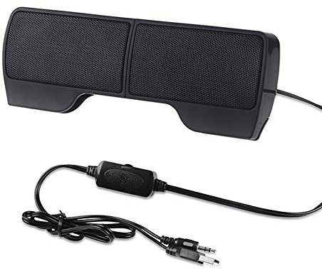 Aukson P01C Mini Lautsprecher 6W Tragbarer Lautsprecher mit 3,5 mm Klinke USB für Laptop, PC, Notebook – 2X 3W Musikleistung, Lautstärkeregler