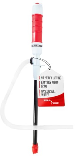 TERA PUMP Automatic Battery Powered Liquid Transfer Pump for Water & Fuel - Portable & Compact Hand Fuel Pump, Quick Transfer at 1.8 GPM, Fits All Size Jugs