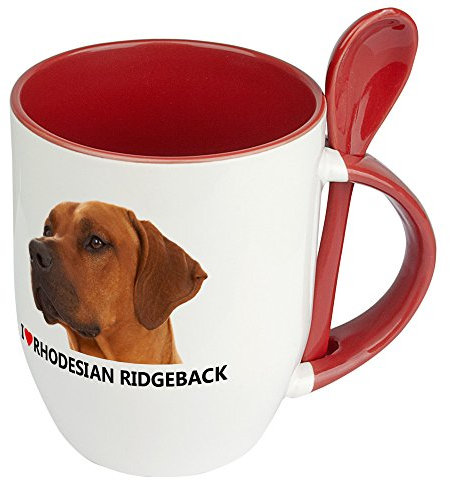 digital print Hundetasse Rhodesian Ridgeback - Löffel-Tasse mit Hundebild Rhodesian Ridgeback - Becher, Kaffeetasse, Kaffeebecher, Mug - Rot