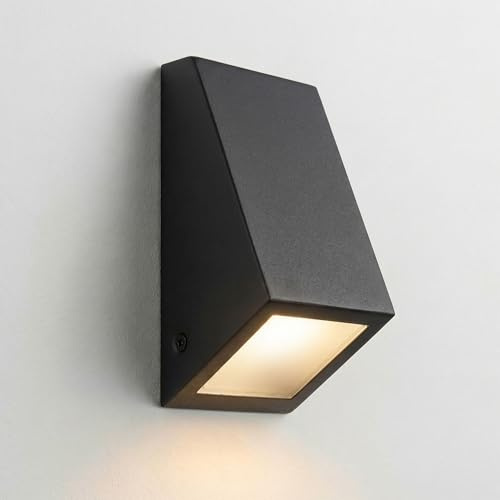 Maxkomfort Außenwandleuchte Downlight IP44 – inkl. 1x LED GU10 Warmweiß – Edelstahl Wandleuchte Außen Schwarz – Gemütliche Außenbeleuchtung für Garten, Weg, Terrasse – Komplett-Set Wandlampe