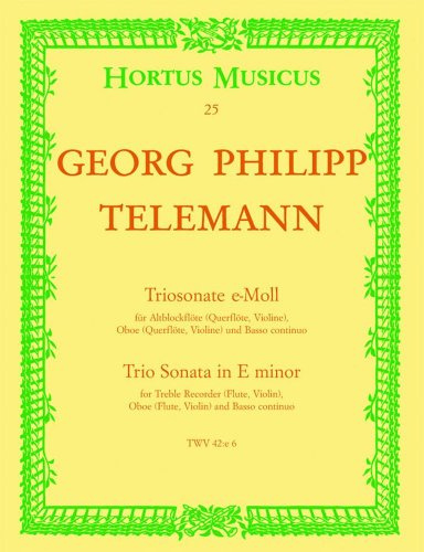 BARENREITER TELEMANN G.P. - TRIOSONATE E-MOLL - BLOCKFLÖTE, OBOE, BASSO CONTINUO