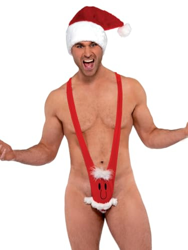 Smiffys Weihnachtsmann-Kini, Rot, mit Weihnachtsmanngesicht Halloween