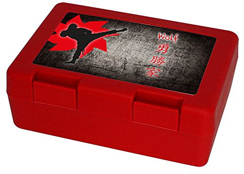 Eurofoto Brotdose/Brotbox mit Namen Wolf und schönem Ninja-Motiv für Jungen