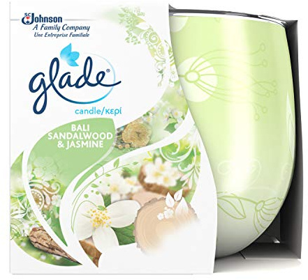 Glade Scented Air Freshener, Bali Sandalwood & Jasmine Fragrance, Up to 30 hrs of Burning, 120g