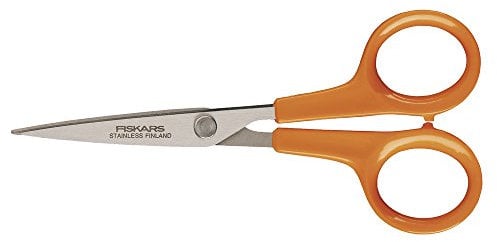 Fiskars Handarbeitsschere, Classic, Länge: 13 cm, Für Rechts- und Linkshänder, Rostfreie Stahl-Klinge/Kunststoff-Griffe, Orange, 1005153