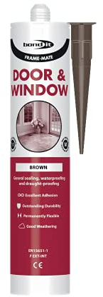 Bond-It Brown Frame Mate Door and Window Silicone for Sealing and Draught proofing, BDFMBR, 310ml
