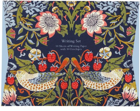 Museums and Galleries Marketing. Victoria and Albert Museum 18.8 x 24.5cm Strawberry Thief Writing Paper Sheet with Envelope (Pack of 10)