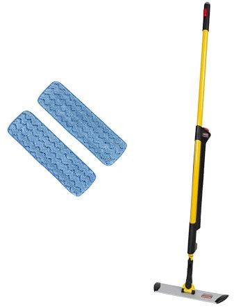 Rubbermaid Commercial Products HYGEN PULSE Kit de Nettoyage Microfibre Professionnel Jaune – 1 Face plus 2 microfibres à Franges avec Réservoir Intégré 0,6 L et Diffusion Contrôlée – R050669