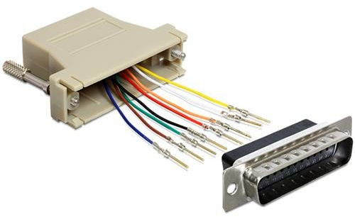 Delock 65433 – Adapter für Kabel (Sub-D 25P, RJ45, männlich/weiblich, 55 mm, 16 mm, 42 mm) schwarz, grau, silber