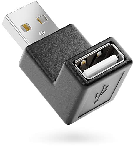 deleyCON Adaptateur d'angle USB 2.0 - Adaptateur d'angle 90° - Une Fiche à Une Prise - Compatible avec Tous Les Câbles USB