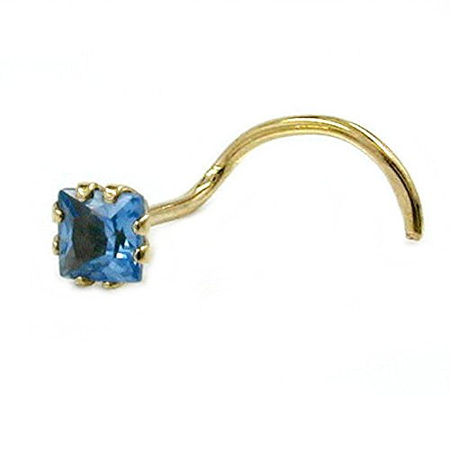 Nasenstecker, Zirkonia-aqua, 18Kt GOLD