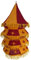 indischerbasar.de Lampenschirm Akkordeon 50 cm Pendelleuchte Baumwoll-Patchwork Innenbeleuchtung Wohnen (Bordeaux - orange)