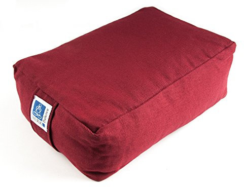 TEMPELWELT Yoga Kissen Meditationskissen Quader 30 x 20 x 10 cm, Bezug aus Baumwolle Bordeaux rot abnehmbar, gefüllt mit Buchweizenspelz, Sitzkissen Bolster Yogakissen