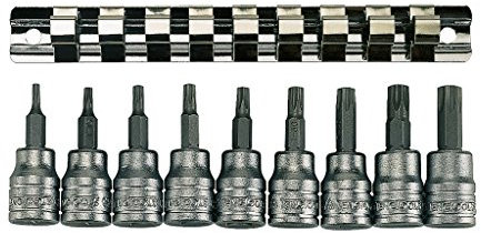 Teng M3813TX 3/8-inch Socket Clip Rail Torx Set Drive (9 Pieces), Bunt