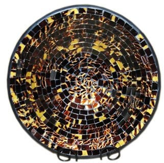 Unbekannt Deko - Schale Glasmosaik Schale rund braun Kupfer Gold 20cm