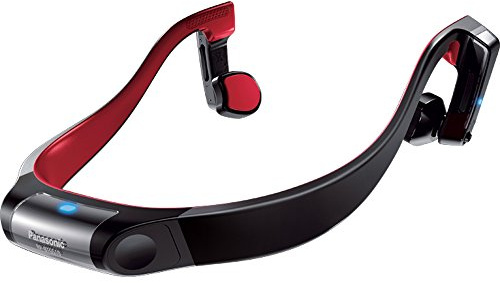 Panasonic RP-BTGS10-K Premium Auriculares inalámbricos Bluetooth Resistentes al Agua de oído Abierto, Negro/Rojo
