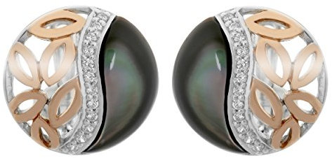 Orphelia Damen-Ohrstecker Ohrschmuck 925 Silber teilvergoldet Zirkonia weiß Brillantschliff Perlmutt-ZO-7112