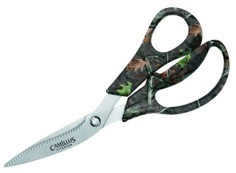Camillus Jagd/Fischerei Schere - Titan beschichtet - Camo Griffe - schwarzes Nylon Etui mit Gürtelschlaufe