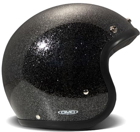 DMD Herren Jet-Vintage Motorradhelm, Schwarz, XL