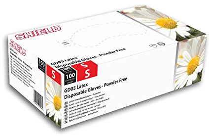 Shield Powder-Free Latex Gloves Small Natural (Pack of 100) GD05
