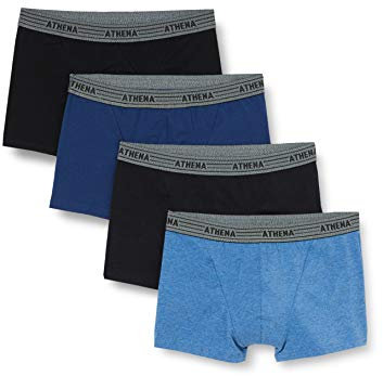 Athena - Lot de 4 Boxers Homme Ecopack Bleu/ noir/ bleu Chiné/ noir XXL