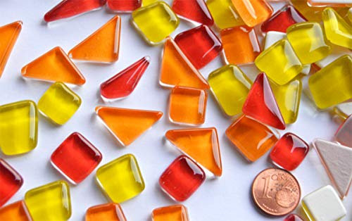200g Soft Glas-Mosaiksteine unregelmäßig (Polygonal) glänzend, nicht lichtdurchlässig (Sonnenmix)