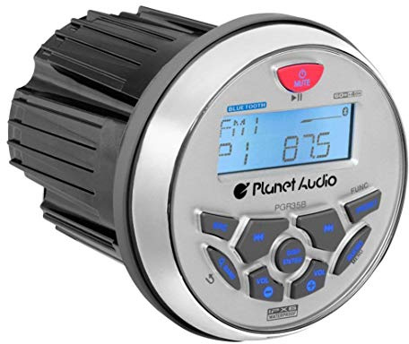 Planet Audio PGR35B Bluetooth Amplified 4 Channel Boat Gauge Radio, No CD