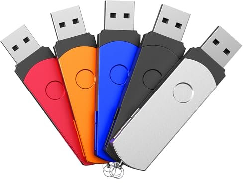 FEBNISCTE Lot de 5 Clés USB 2 Go Multicolores Pivotantes avec Cordes - Lecteur Flash USB pour Enfants, Parents et Amis - Bon Cadeau