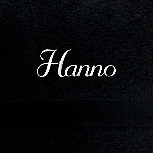 digital print Gästehandtuch mit Namen Hanno Bestickt, 40x60 cm, schwarz, extra Flauschige 550 g/qm Baumwolle (100%), Handtuch mit Namen besticken, Gästetuch mit Bestickung