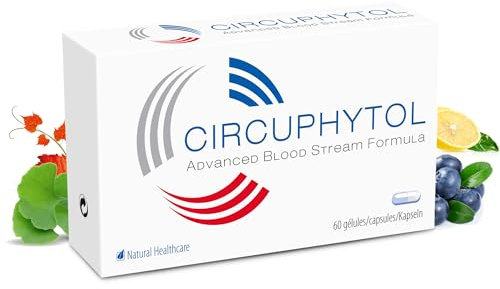 Circuphytol - Complément Alimentaire Circulation Sanguine - Jambes Lourdes, Hémorroïdes, Varices, Tension, Hypertension - Gingko Biloba, Vigne Rouge