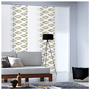 MADECOSTORE Panneau Japonais Tamisant Ikat Losanges Beige L.49cm x H.Jusqu'à 250cm