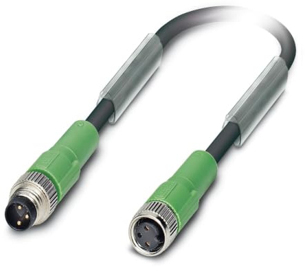 PHOENIX CONTACT SAC-3P-M 8MS/5.0-PUR/M 8FS Sensor/Actuator Cable, 3-Pin M8 Plug Straight, M8 Socket Straight, 5 m Cable Length, Black/Grey